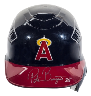 2011 Peter Bourjos Game Used and Signed Los Angeles Angels Retro 1980s Batting Helmet (MLB Authenticated/Team COA/PSA COA))